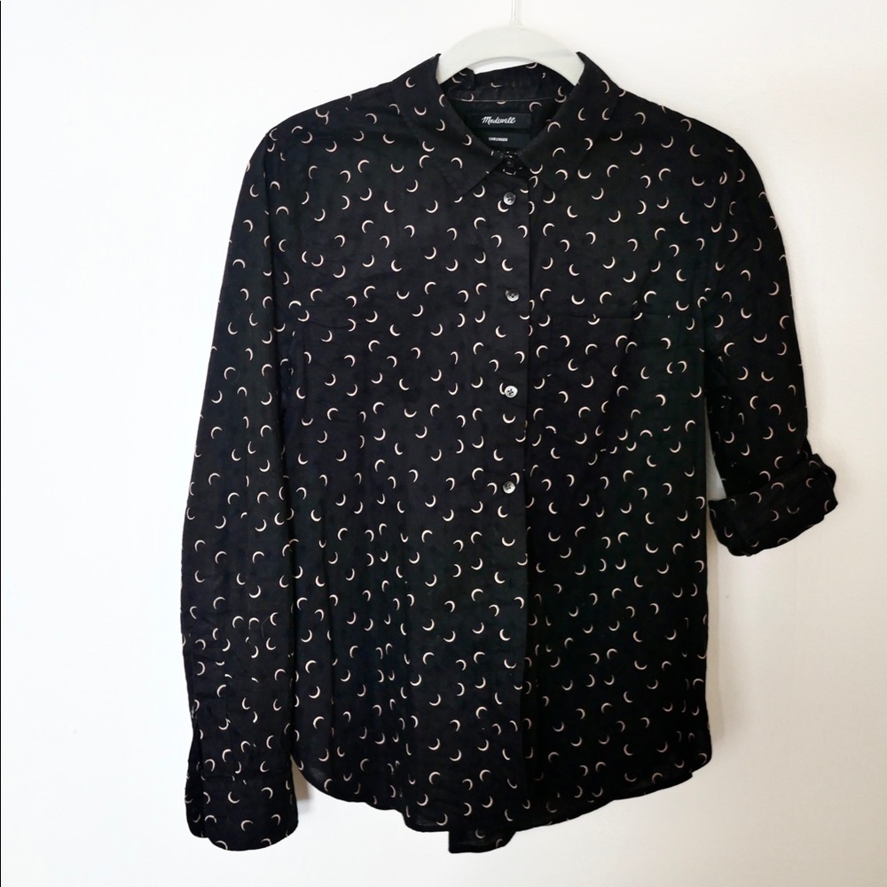 Madewell button down with crescent moons